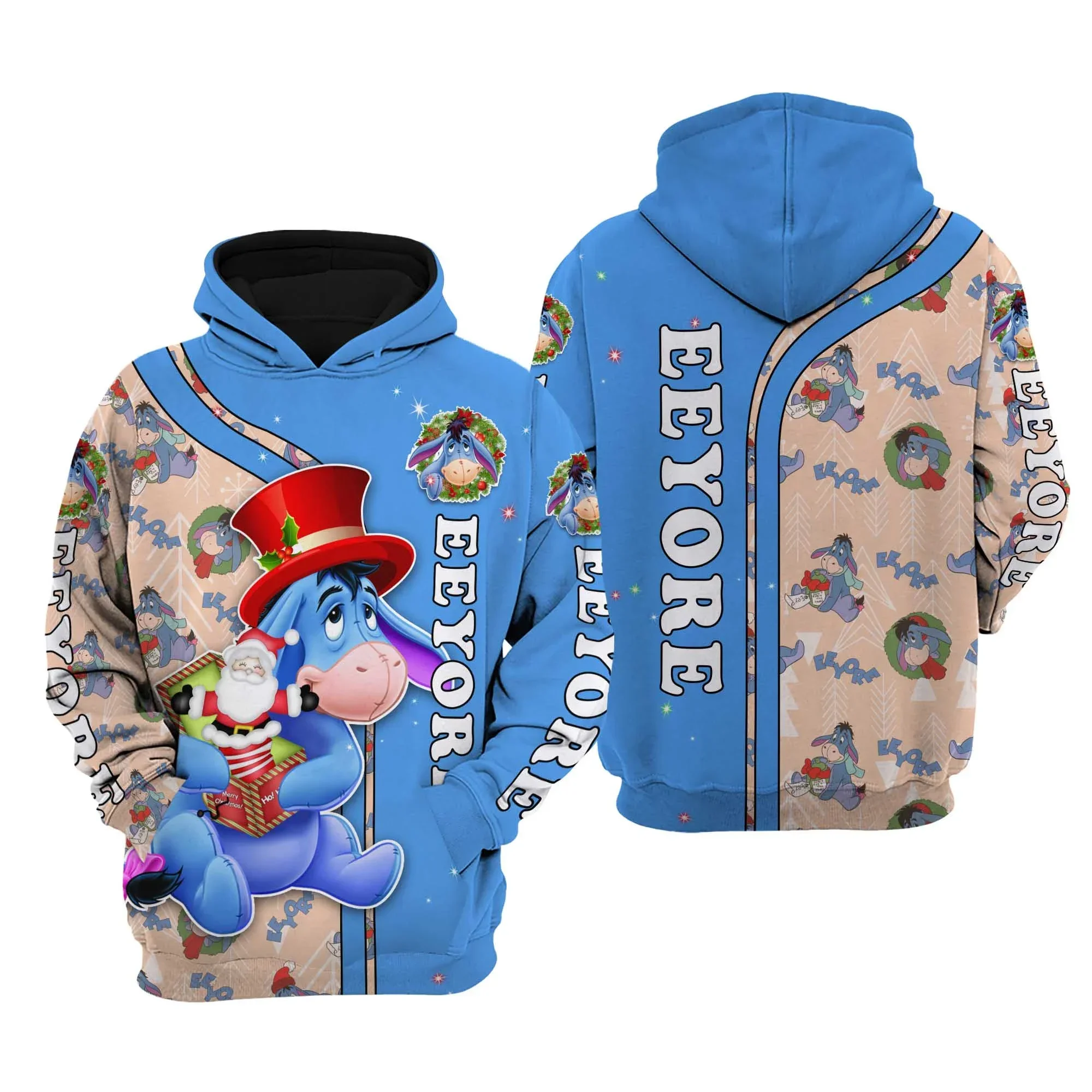 

Eeyore Donkey Christmas Disney 3D Hoodie, Disney Christmas 3D Hoodie Fashion Casual Sports Sweatshirt