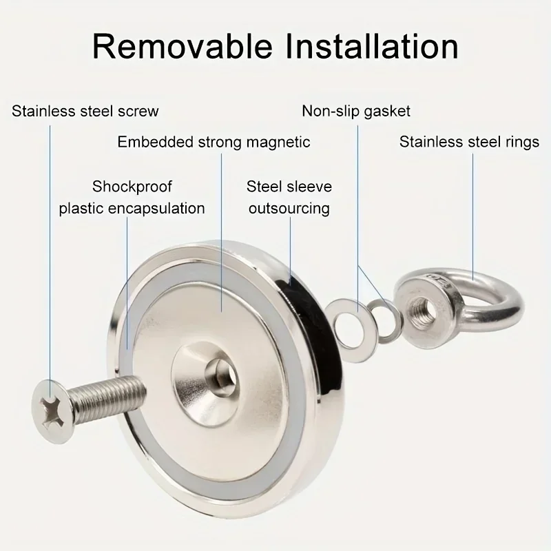 Fishing Magnet with Rope and Carabiner Round Retrieval Magnet for Metal Recovery Outdoor Magnet Fishing 6cm 8cm Options