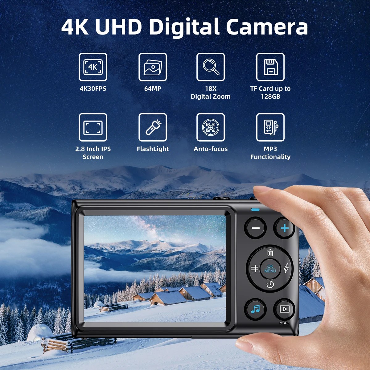 

Уникальная новейшая цифровая камера 4K HD с 2,8-дюймовым дисплеем для видеоблогов, селфи и путешествий, запись видео, студенческая камера