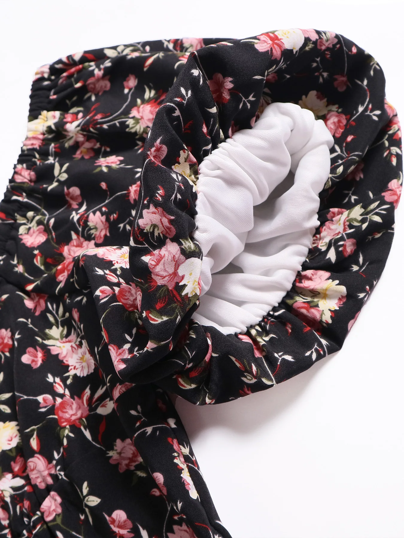 Women's Boho Curvy Holiday Outfits Frenchy Style Ditsy Floral Print Ruched Split Thigh Milkmaid Puff Sleeve Square Neck Dress