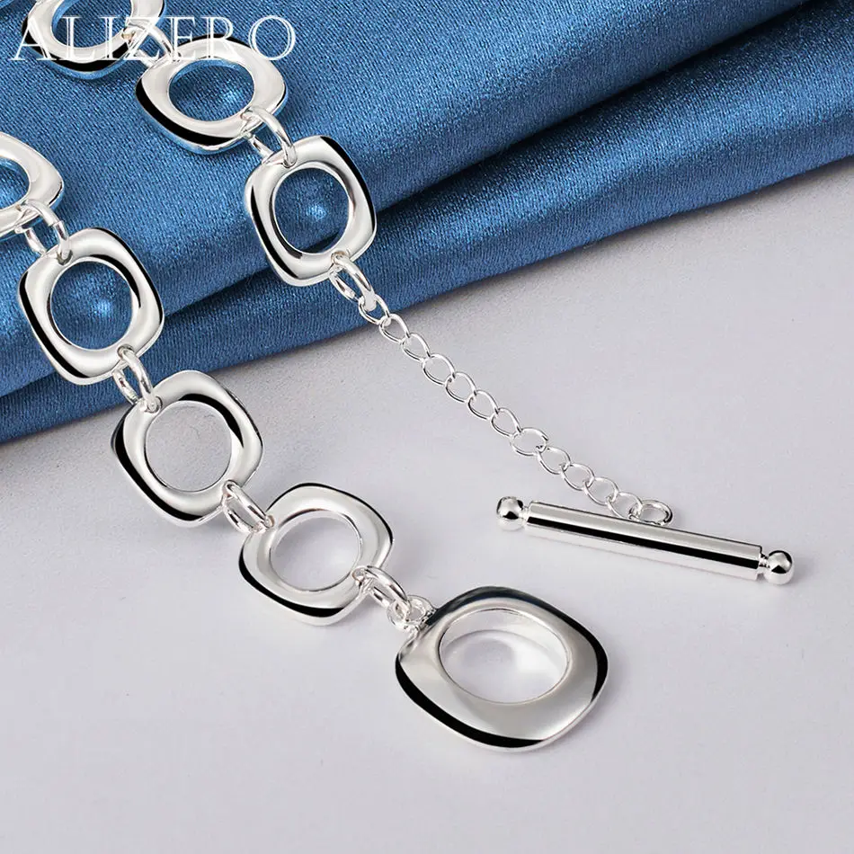 ALIZERO 925 Sterling Silver Necklace 20 inch Squares Chain Necklaces For Women Men Fashion Wedding Party Jewelry Gifts