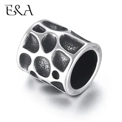 Stainless Steel Bead Large Hole Beads Mottling Blacken Fit 8mm Leather Cord DIY Bracelet Jewelry Making Metal Accessories