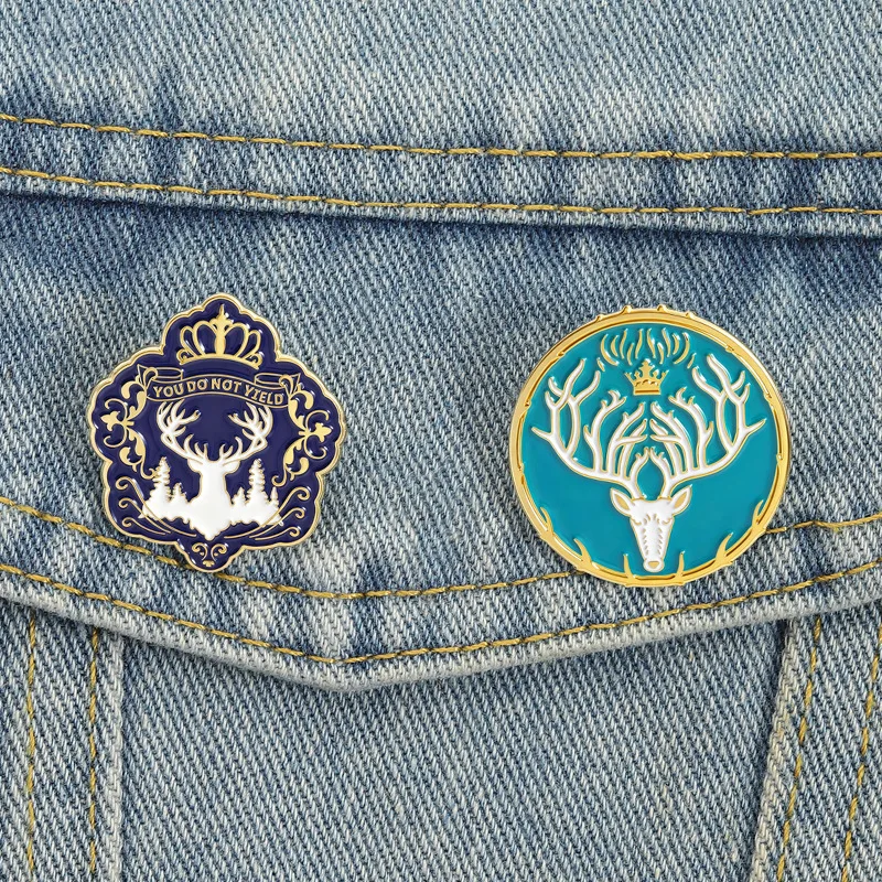 Throne Enamel Pin Terrasen Stag Badge Aelin Galathynius "You Do Not Yield" Quote Brooch Bookish Jewelry Gift for Readers view 3