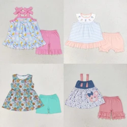 Wholesale Summer Toddler Sleeveless Floral Popsicles Tops Kids Shorts Baby Girl Set Children Infant Boutique Two Pieces Outfits