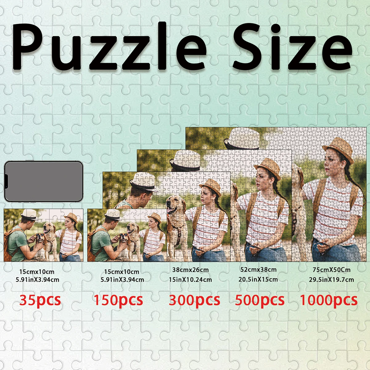 35/150/300/500/1000pcs family dog Custom Photo Custom Poster Personalised Decompression Puzzles Custom Puzzles in Photos