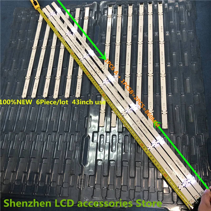 6 개/몫 LED 백라이트 스트립 43LH5100 43LJ515V TV 43LH51_FHD_A 유형 HC430DUN-SLVX1-A11X 100% 새로운