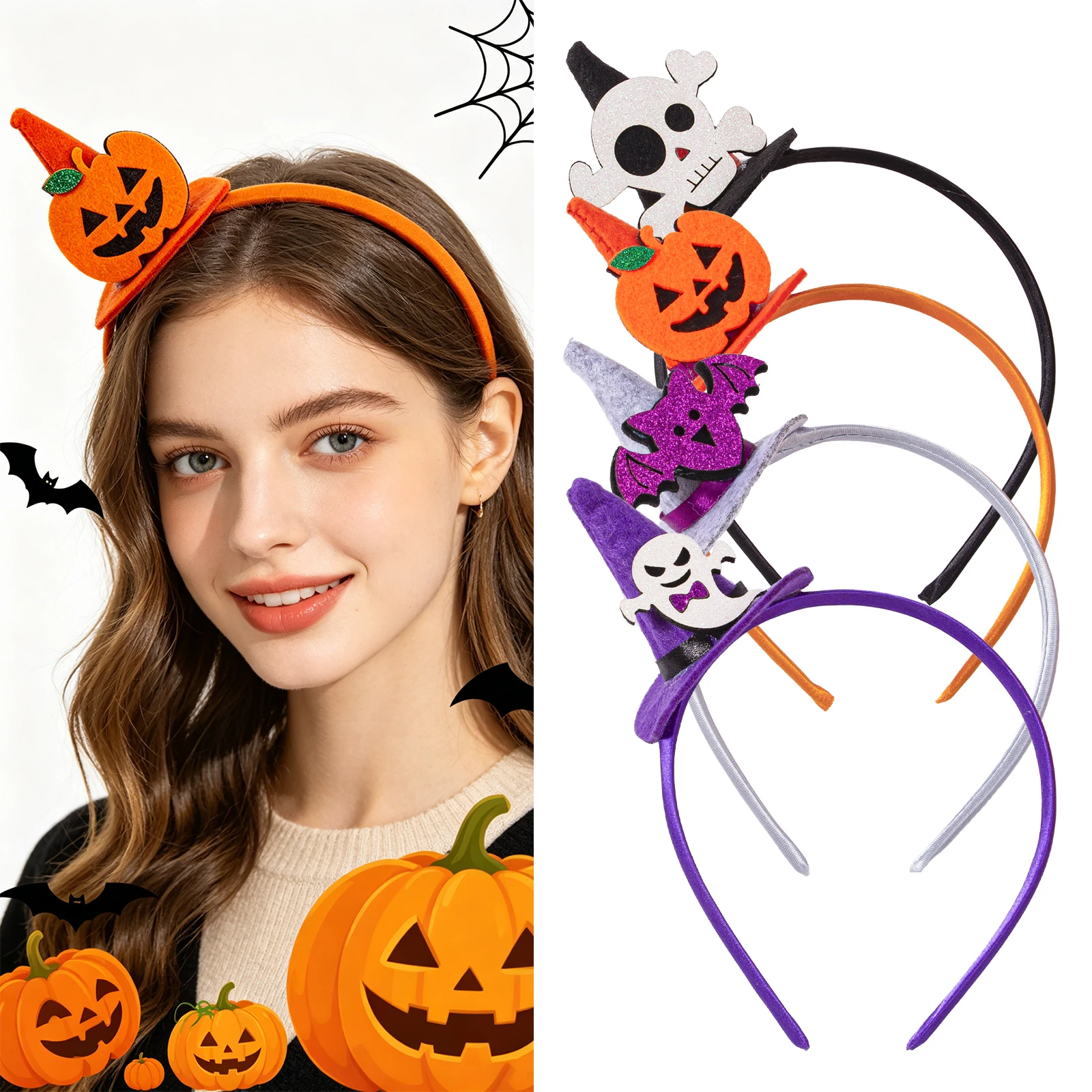 Hot deal: 2/4pcs Halloween Headbands for Women Girls Satin Hairbands Halloween Hat Hairbands Party Hair Accessories Set