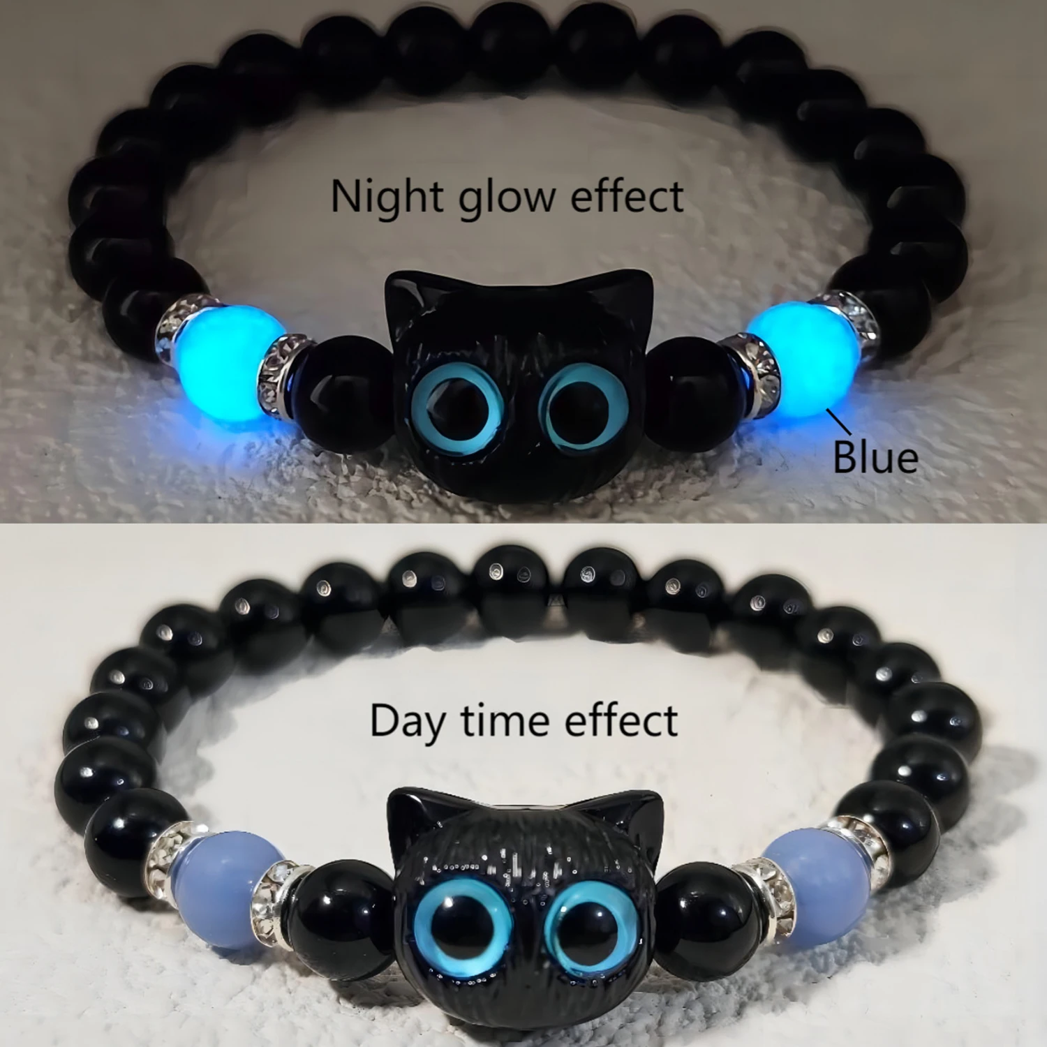 Matching Bracelets Couples Women Men Luminous Cute Cat Friendship Bracelete Black White Cat Head Bangles Glow In The Dark Gift