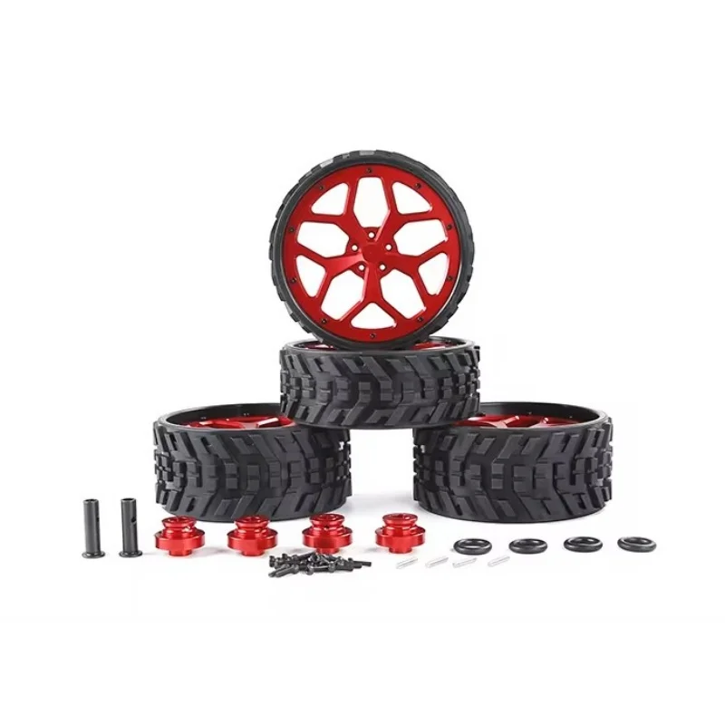 Unlined All Terrain Front and Rear Tire with CNC Aluminum Wheel Rims for HPI Baja 5B King Motor and Rovan 1/5 scale Baja Buggies