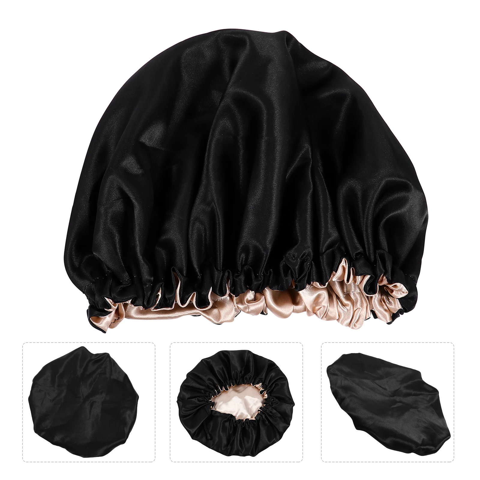 

Shower Cap Reusable Caps for Women Satin Lined Adjustable with Button Extra Large Waterproof Real Night Hair