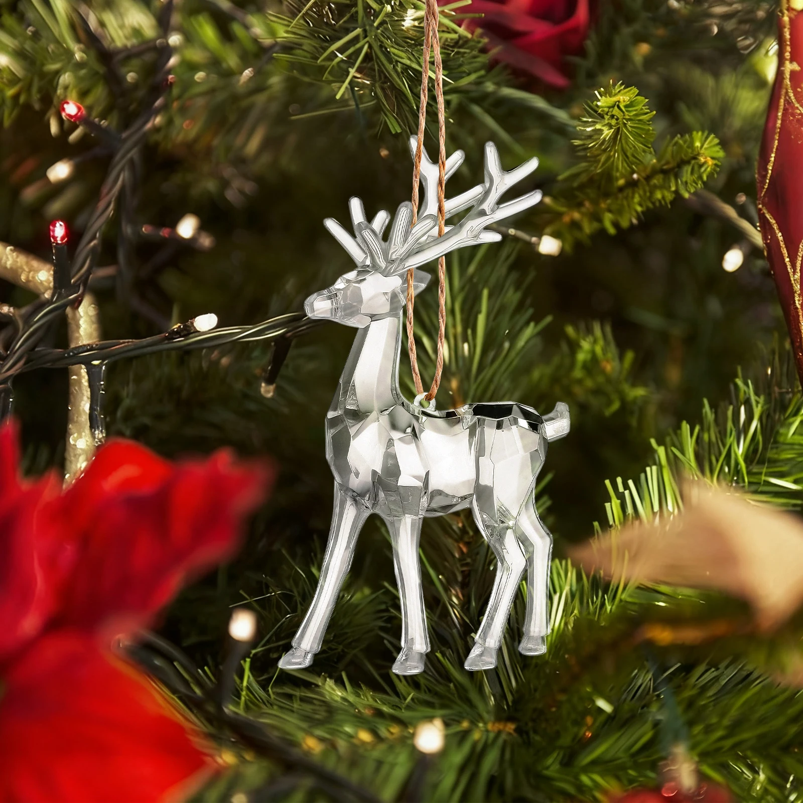 

2Pcs Acrylic Elk Statues Christmas Traditional Decor Lightweight Adorable Sculpture Home Office Decoration Acrylic Elk Figurines