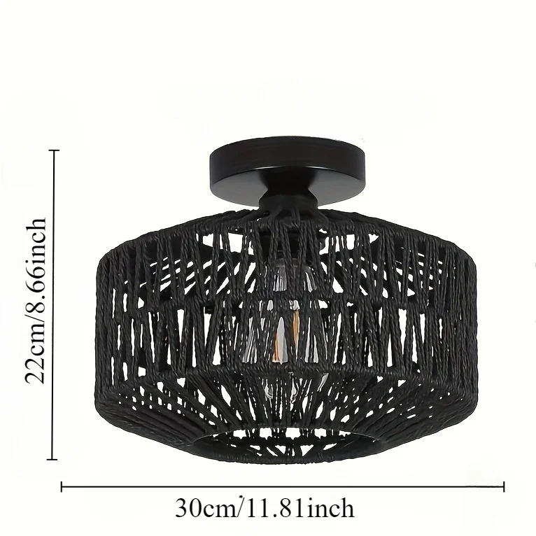Ceiling Light Modern Home Decoration Light Fixture Rattan Ceiling Lamp E27 LED Lights Hand Woven Bedroom Hanging Lamp