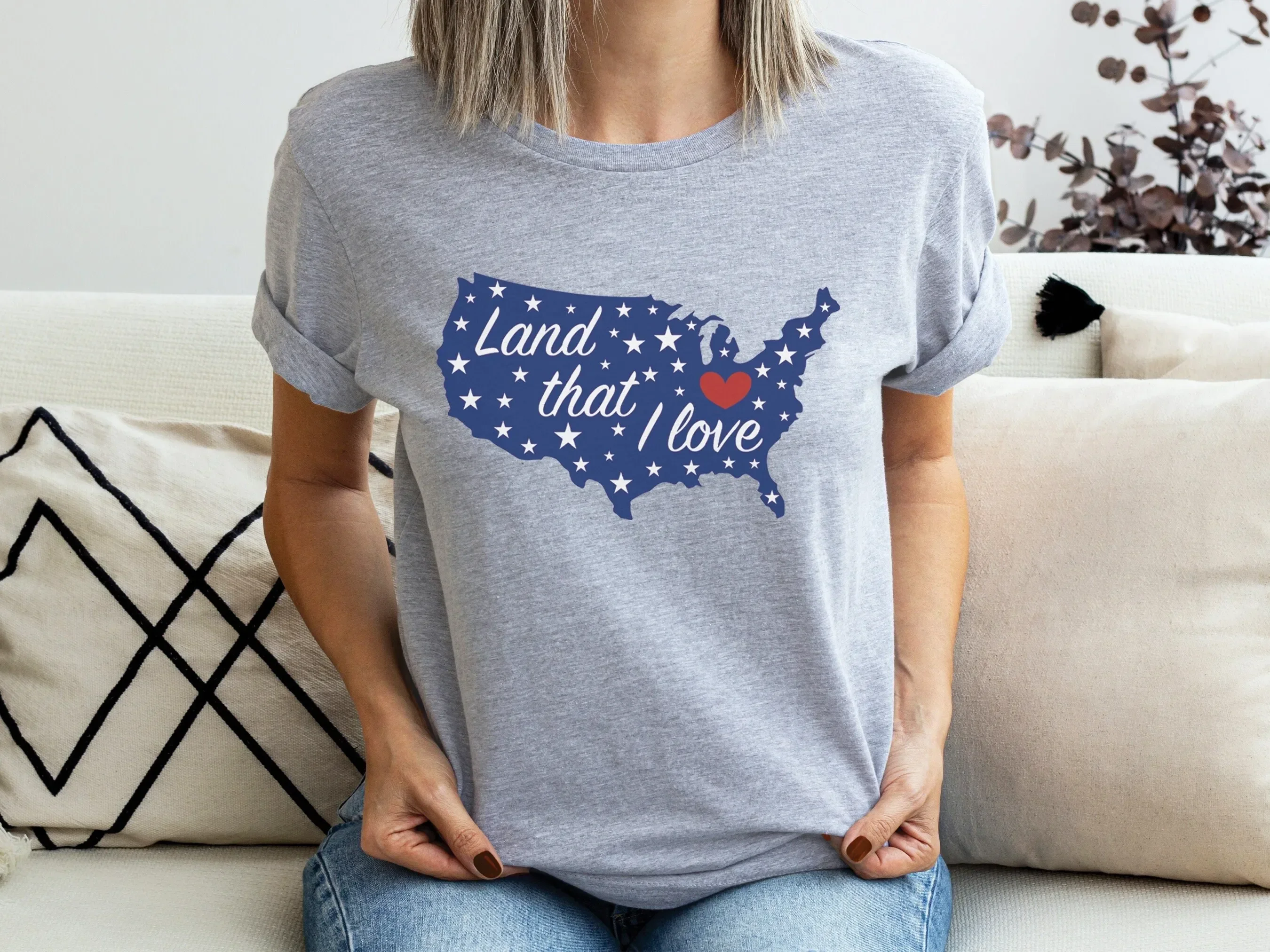 Land That I Love 4th Of July T Shirt Women Independence Day Fourth Retro Patriotic Party