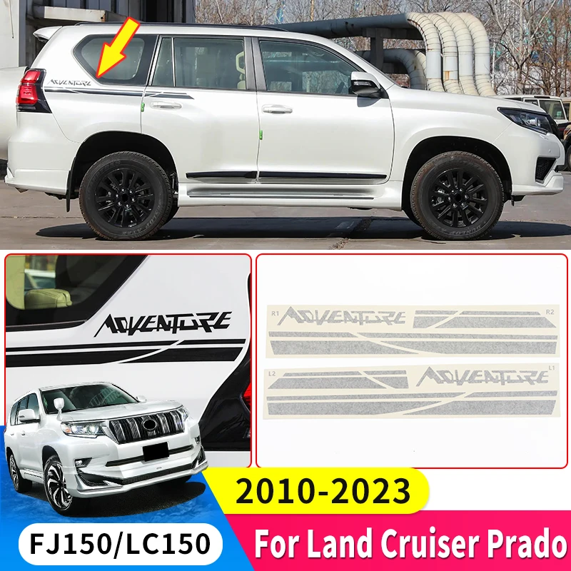 

For 2010-2023 Toyota Land Cruiser Prado 150 LC150 J150 Appearance Accessories Waistline Pattern Decorative Color Stripes Sticker