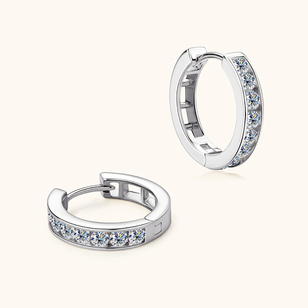 Imagem -02 - Serenidade Dia-moissanite Hoop Brincos para Homens e Mulheres S925 Prata Stud Ear Plated Pt950 Fine Jewelry Full d Color 096 Cttw 25 mm