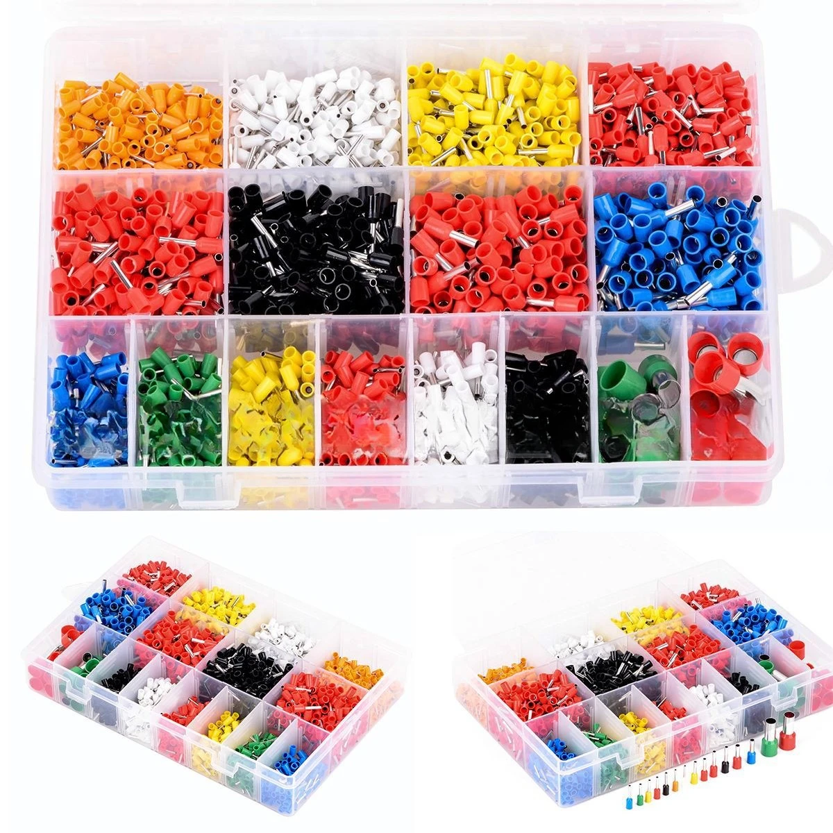 2120PCS VE‑Series Pre‑Insulated Wire Ferrules Kit, Tubular Copper Crimp Terminals Electrical Wire Connectors