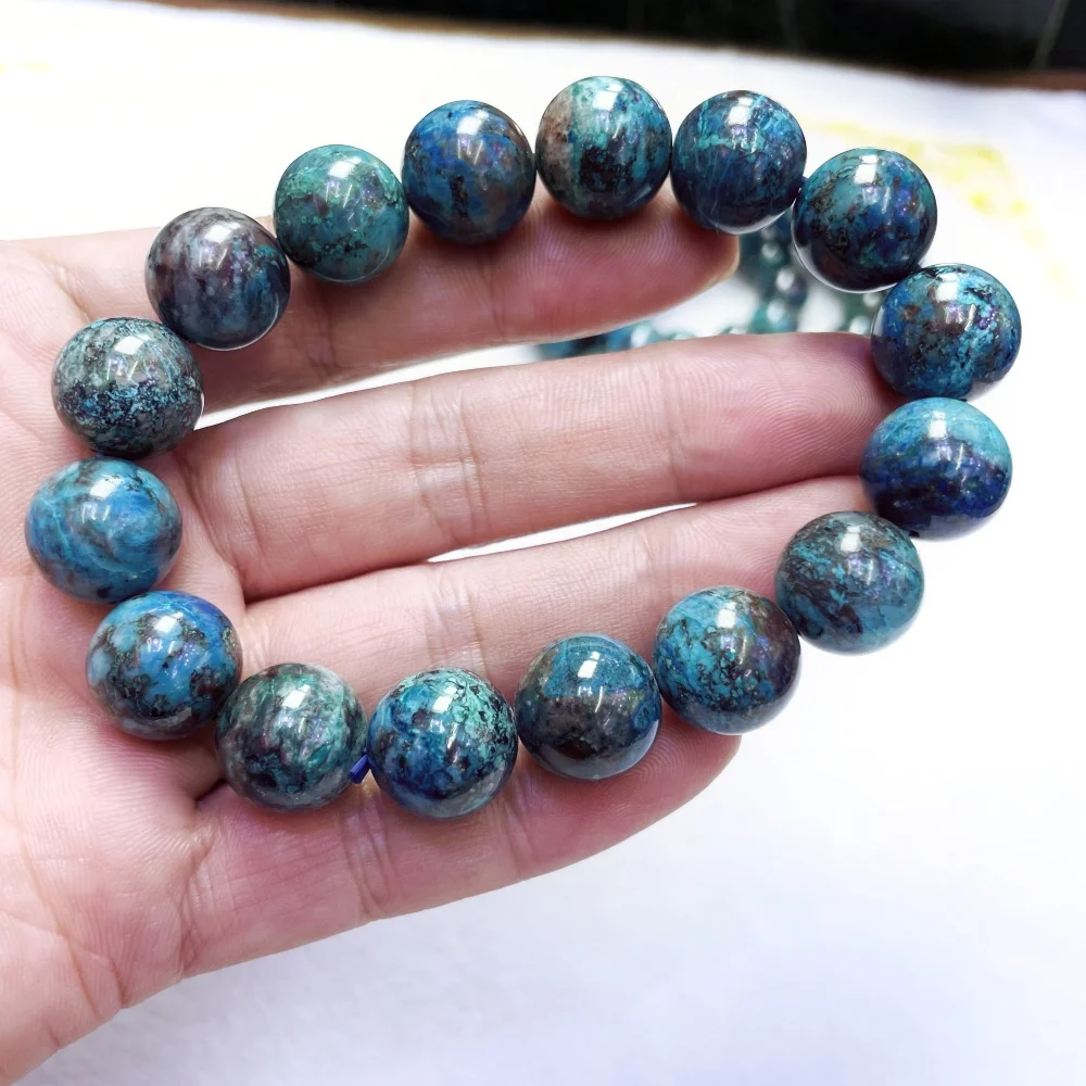 Natural aaaa dominica larimar labradorite contas redondas pulseira, coragem e força, aliviar o estresse, jóias finas ﻿ Presente