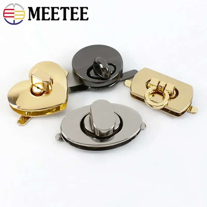 2Pcs Meetee Bag Clasp Clip Buckle Metal Turn Lock Closures for Handbag Purse Hardware Clasps Making Supplies Accessories