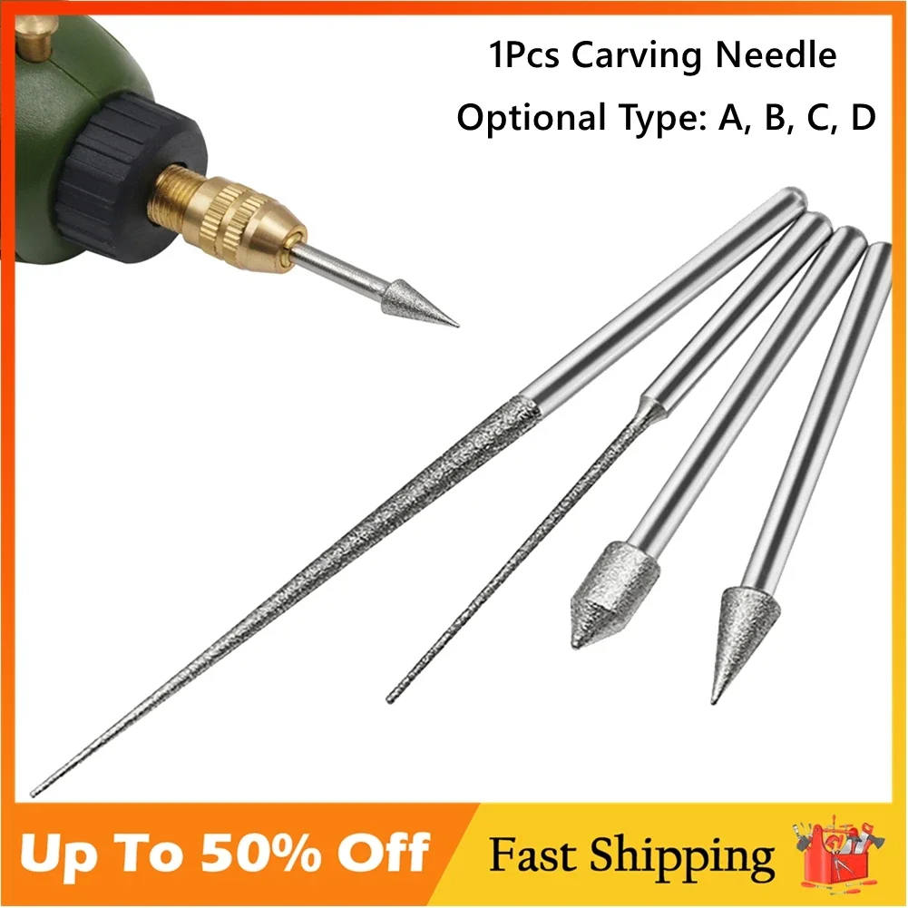 

1Pc 3mm Shank Carving Needle Grinding Rods MiniDrill Coated Cylindrical Flat Head Lengthened Burrs Stone Glass Tile Engraving