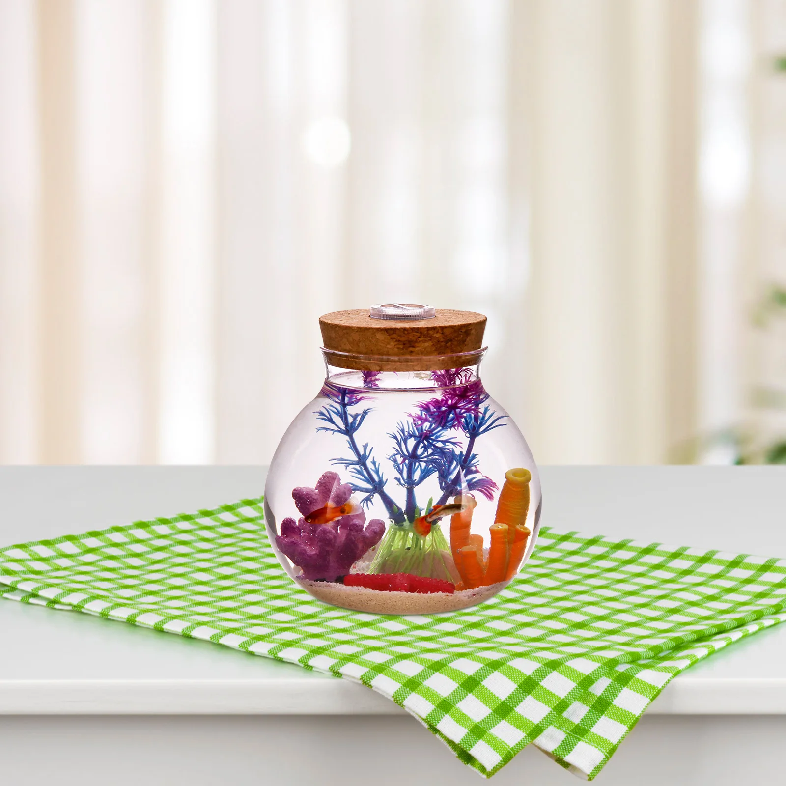 

LED Light Ecological Bottle Simple Design Transparent Glass Terrarium for DIY Home Decor Projects Cylindrical Glass Bottle