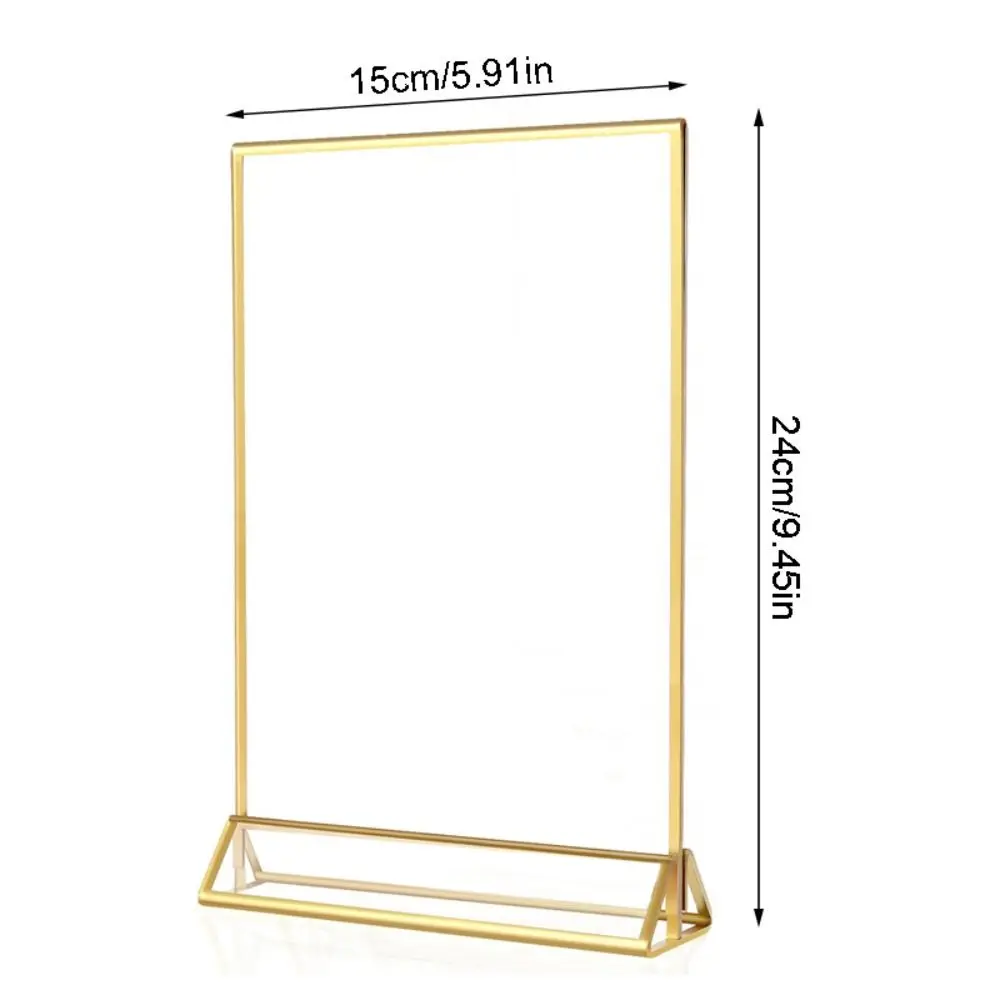

Transparent Acrylic Golden Sign Holder with Base Elegant Table Cards Picture Frame Durable DIY Label Holder Bridal Shower