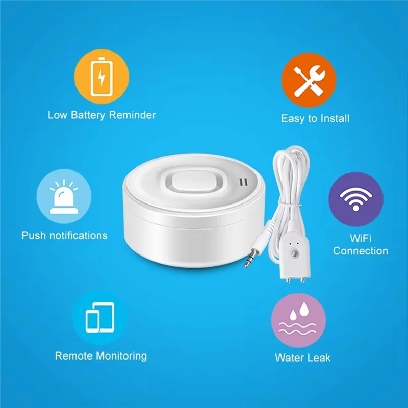 B50B-New Tuya Wifi Allarme ad immersione in acqua Rilevatore di perdite d'acqua Vita intelligente APP Supporto di controllo remoto per Alexa