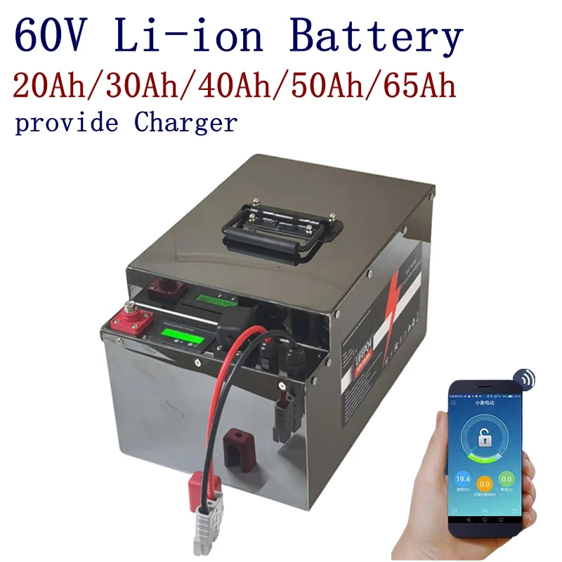 

60V 40Ah 50Ah 60Ah Rechargeable Lithium-Ion Battery 17S for 3000W 6000W Kart Mobility Golf Cart Skateboard Two Wheeler AGV