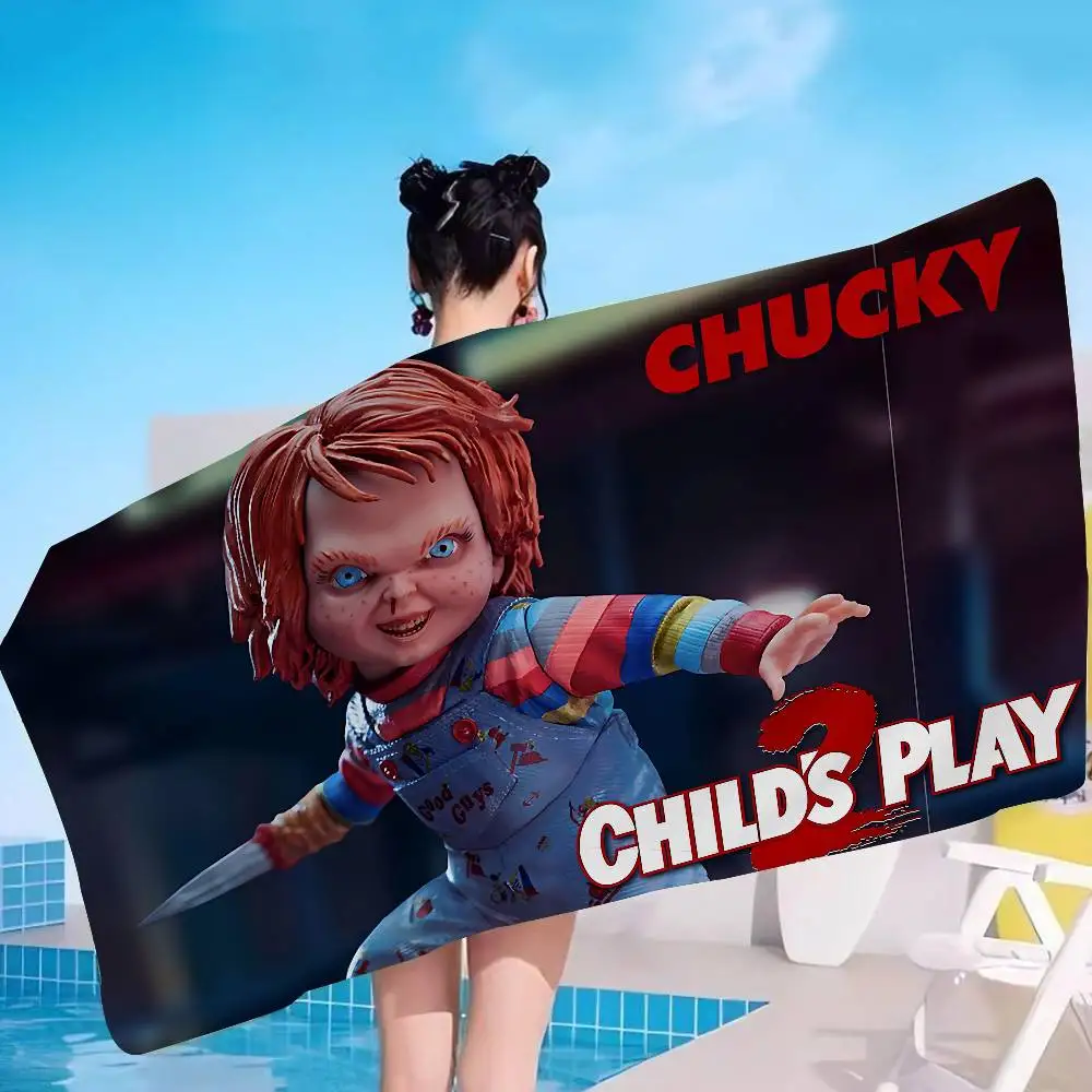 Horror Movie C-Child P-Play Beach Towel Colorful Bath Towels for Girl Microfiber Quick Dry Custom Sand Free Beach Spa Gym Pool