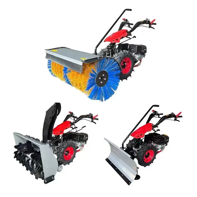 15HP Road Snow Remover for Communities & Parking Lots, Self-Propelled with Rotary Brush for Wet & Icy Snow