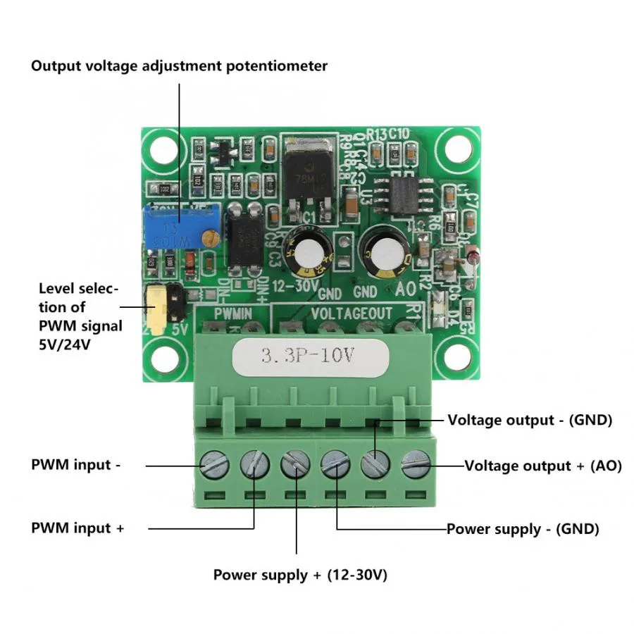 Napięcie analogowe na sygnał PWM konwerter 0-5V/0-10V analogowe napięcie wejściowe do 0-100% sygnał PWM 2KHZ-20KHZ moduł konwertera