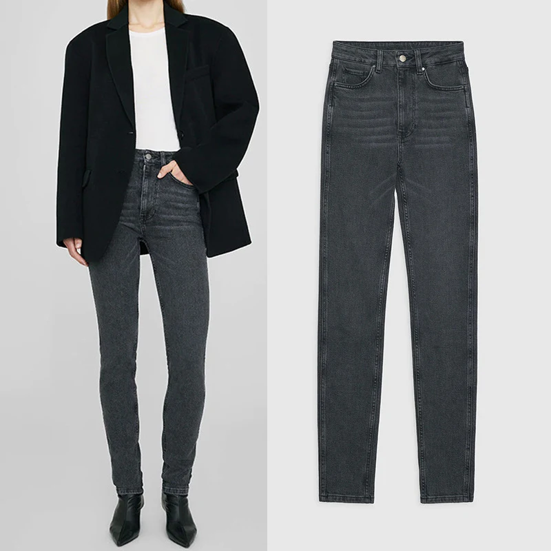 

Women High waist elastic denim pants fashion casual skinny jeans