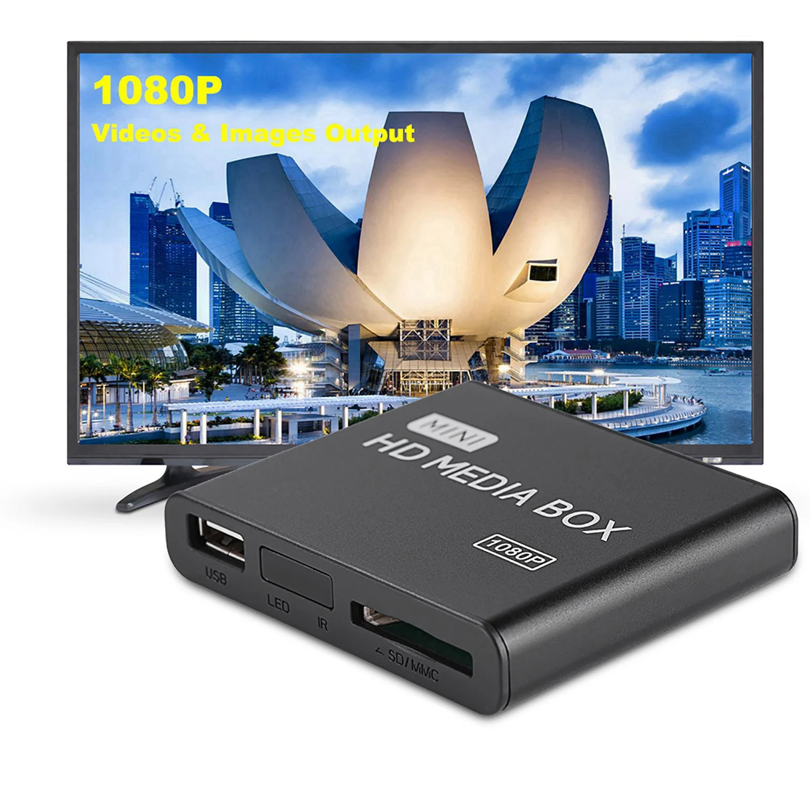 

Full HD Mini 1080P Media Player Box Support USB MMC RMVB MP3 AVI MKV Media Player High Definition Media Player