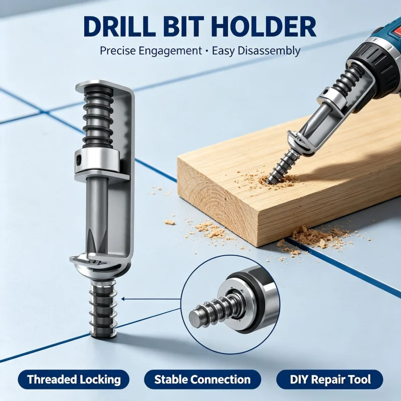 Anti‑Drop Drill Bit Fixing Clamp Screwdriver Bit Holder, Prevent Bit Slipping Off Adapter for Electric Drill DIY Repair Tool