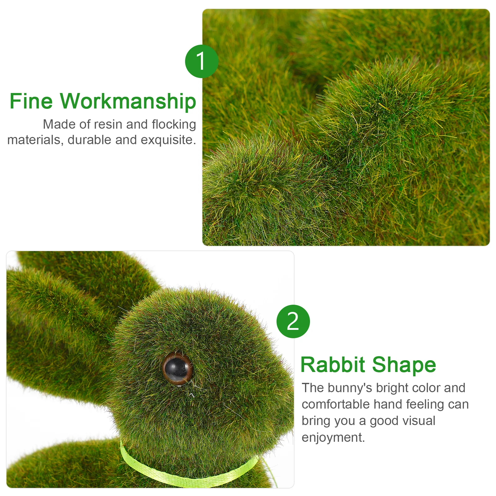 

Simulated Rabbit Ornament Flocking Bunny Craft Easter Garden Decoration Resin Figurine Adorable Home Office Yard Bonsai