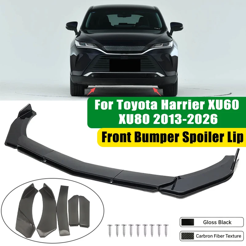 For Toyota Harrier XU60 XU80 2013-2026 5Pcs ABS Car Front Bumper Lip Spoiler Splitter Body Kit Canard Tuning Accessories