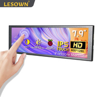 LESOWN 6.9 7.9 inch Additional Long HDMI Touchscreen Monitor for Rpi 1280x400 Bar LCD Display PC Temperature Monitoring Aida64