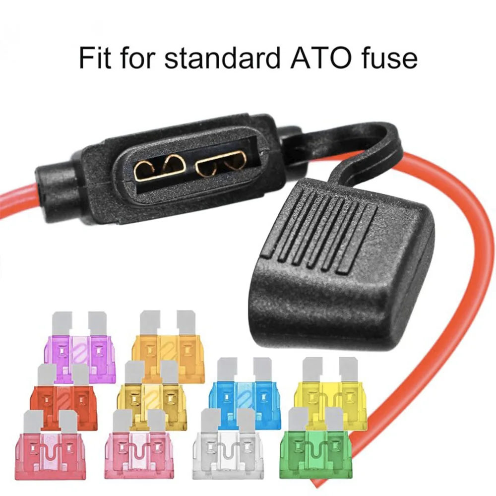 

6/10 Pcs 14 Gauge AWG Wire Waterproof Inline Fuse Holder for Standard Fuse, UL1015,10 Inches Long, for ATO ATC Medium Blade Fuse