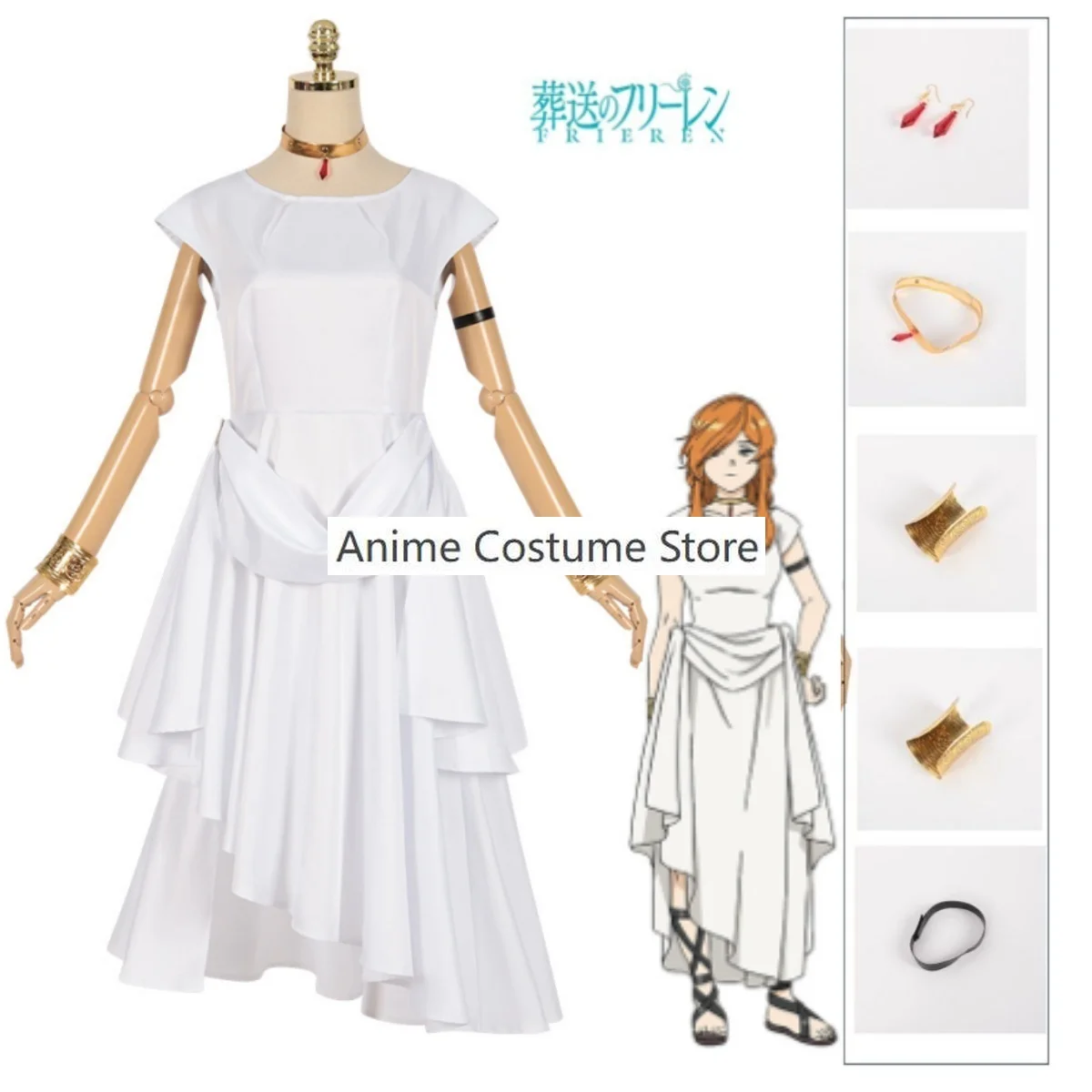 

Flamme Cosplay Costume Anime Sousou No Frieren Flammel Disguise White Dress Adult Women Outfits Halloween Roleplay Con Clothes