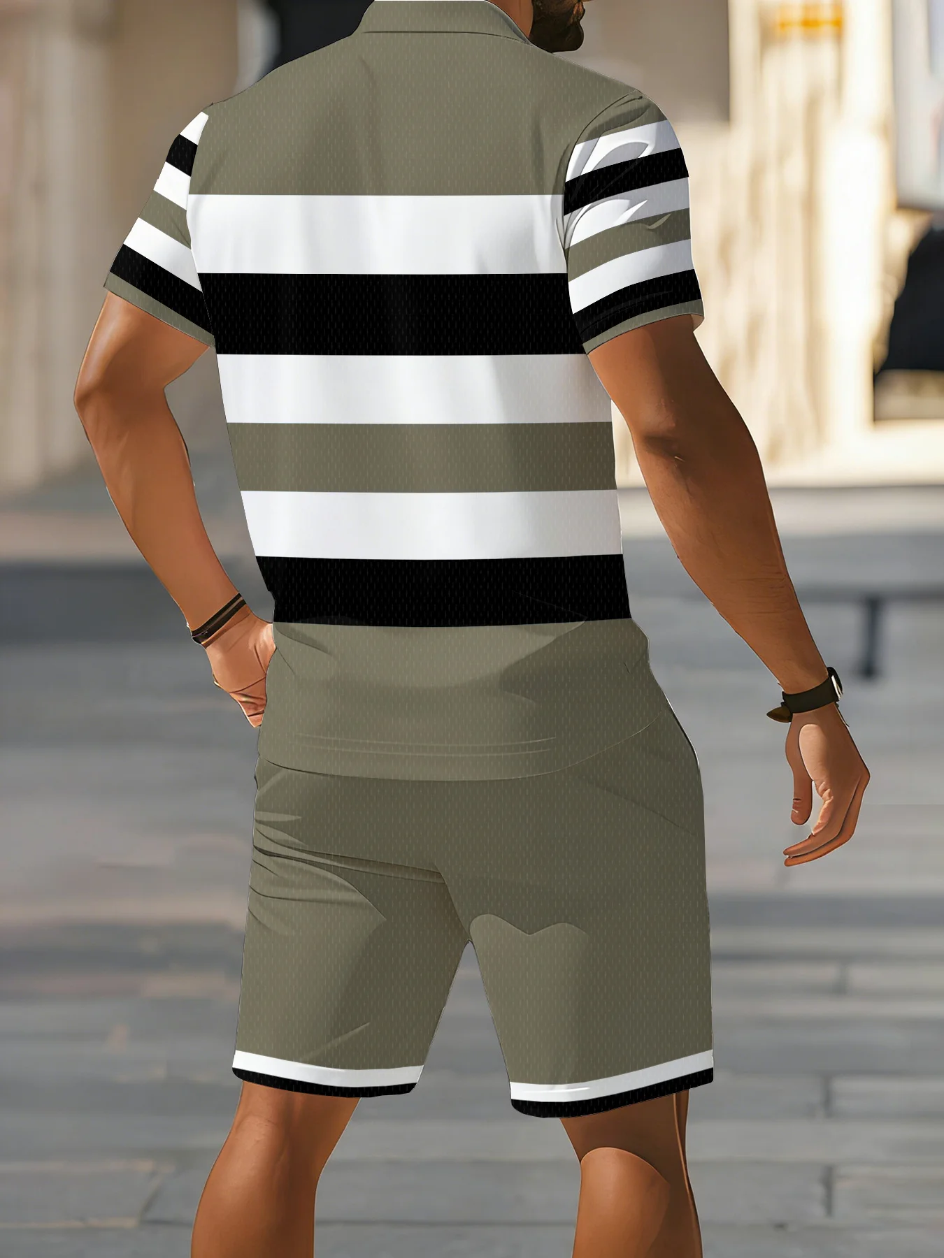 2026 Summer Men's Polo Shirt Set - 3D Printed Design Breathable Lightweight Comfortable Fashionable Outdoor Men's Clothing - view 6