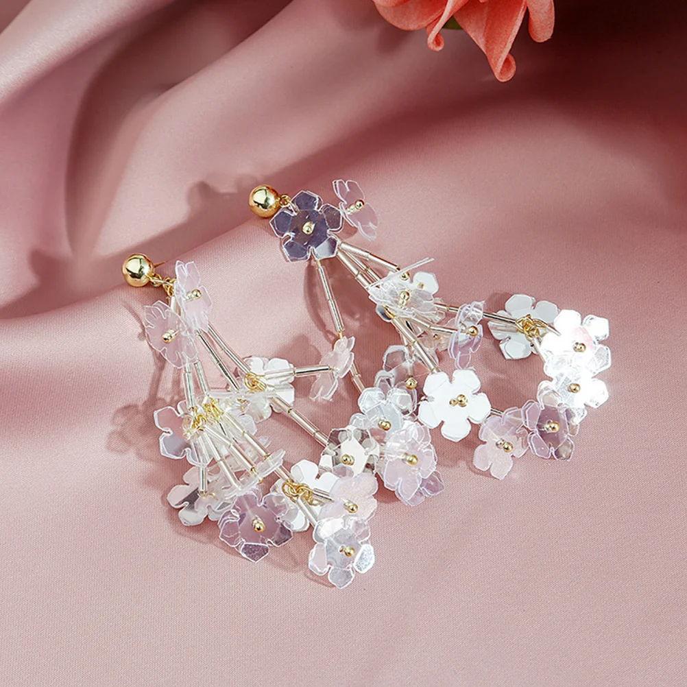 

1Pair Dainty Flower Earrings Dangle Jewelry Impressive Wearing Experience No Pressure Suitable Various Events Gift