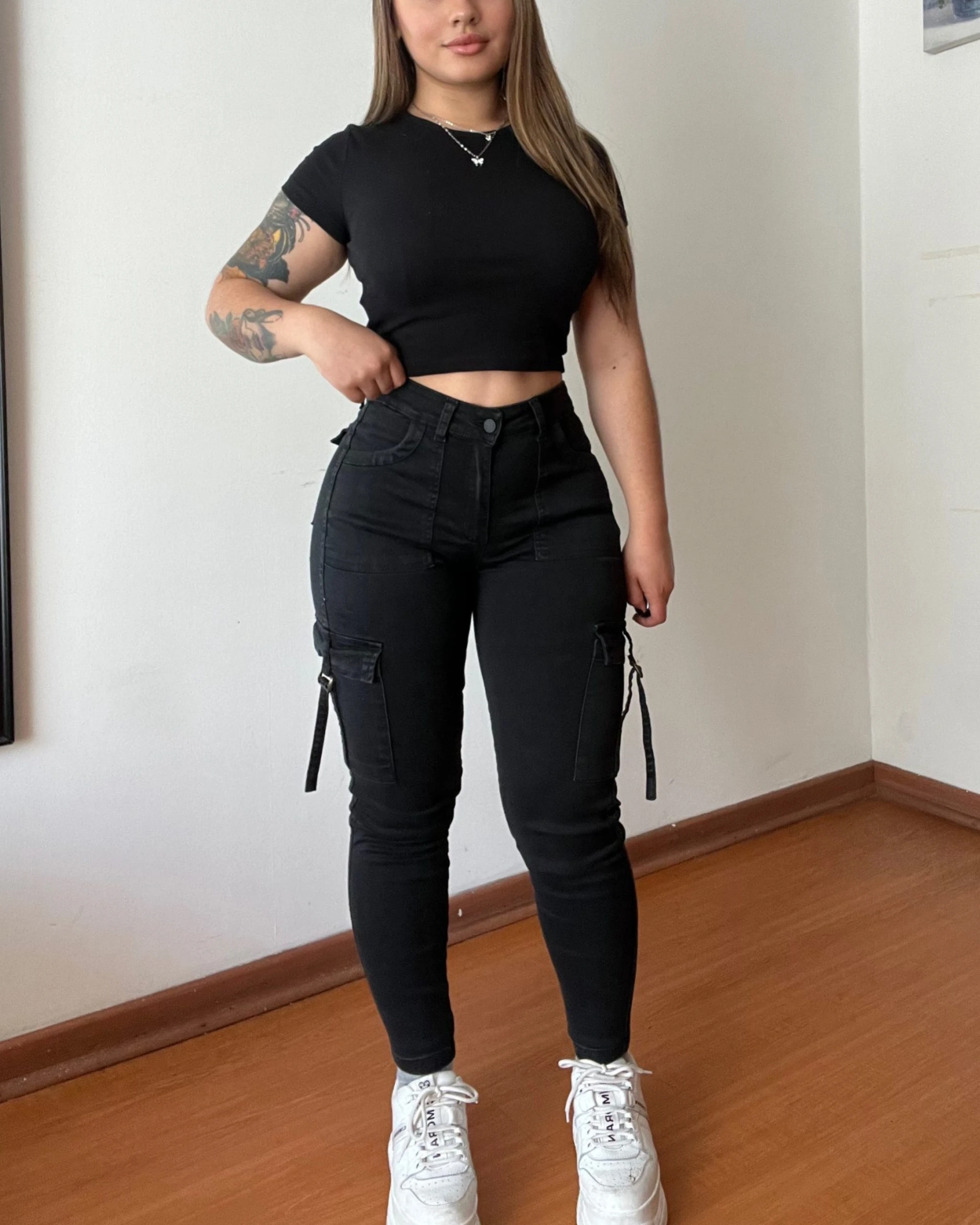 

2024 High qualityPocket Solid Color Women's Cargo Pants Y2K Street Retro Loose Wide-Leg Overalls Casual Mid-waist Straight Jeans