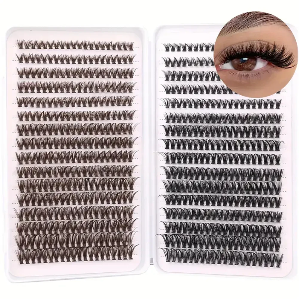 640 Clusters Lash Clusters DIY Eyelash Extensions 640pcs Cluster Lashes Brown And Black Individual Lash Extensions C D Curl Eyel