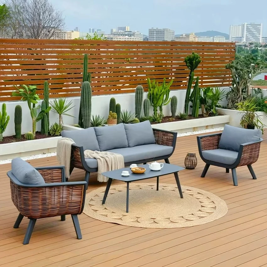 

Luxury waterproof sunscreen courtyard hotel garden sofa set outdoor furniture set