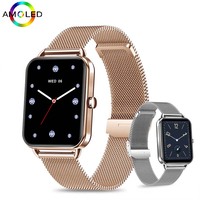 New Women Ultra-thin AMOLED smartwatch 2024 Bluetooth Call Heart Rate Sports Track Waterproof 100+ Sports Mode Smart Watch+Box