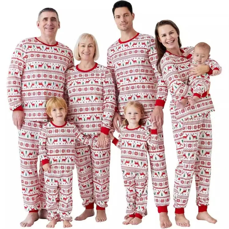 

Christmas Pajamas Family Set Women Men Boy Girl Toddler Long Sleeve Sleepwear Clothes and Pants New Year