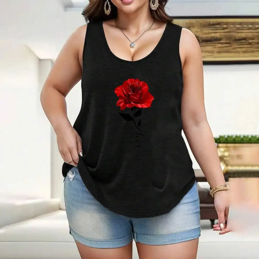 

Plus Size Womens Sleeveless Tank Top Soft Breathable Fabric Loose Fit Casual Basic Top
