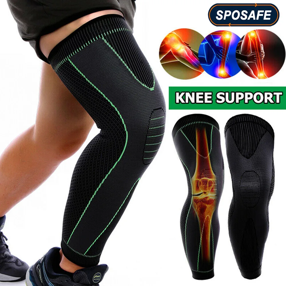 1Piece Sport Full Leg Compression Sleeve Knee Braces Support Protector for Weightlifting Arthritis Joint Pain Relief Muscle Tear