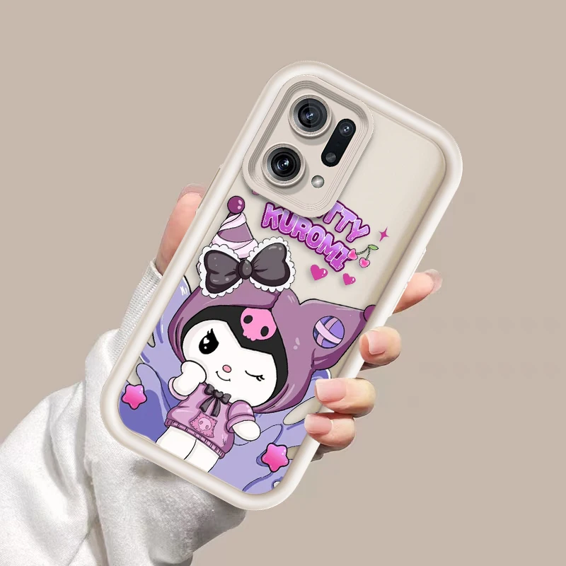 Cute Sanrio Kuromi For OPPO A98 94 92 78 76 74 72 58 57 54 53 2020 Reno10 8 7 Find X5 3 Pro 5G 4G Soft Eye Ladder Phone Case