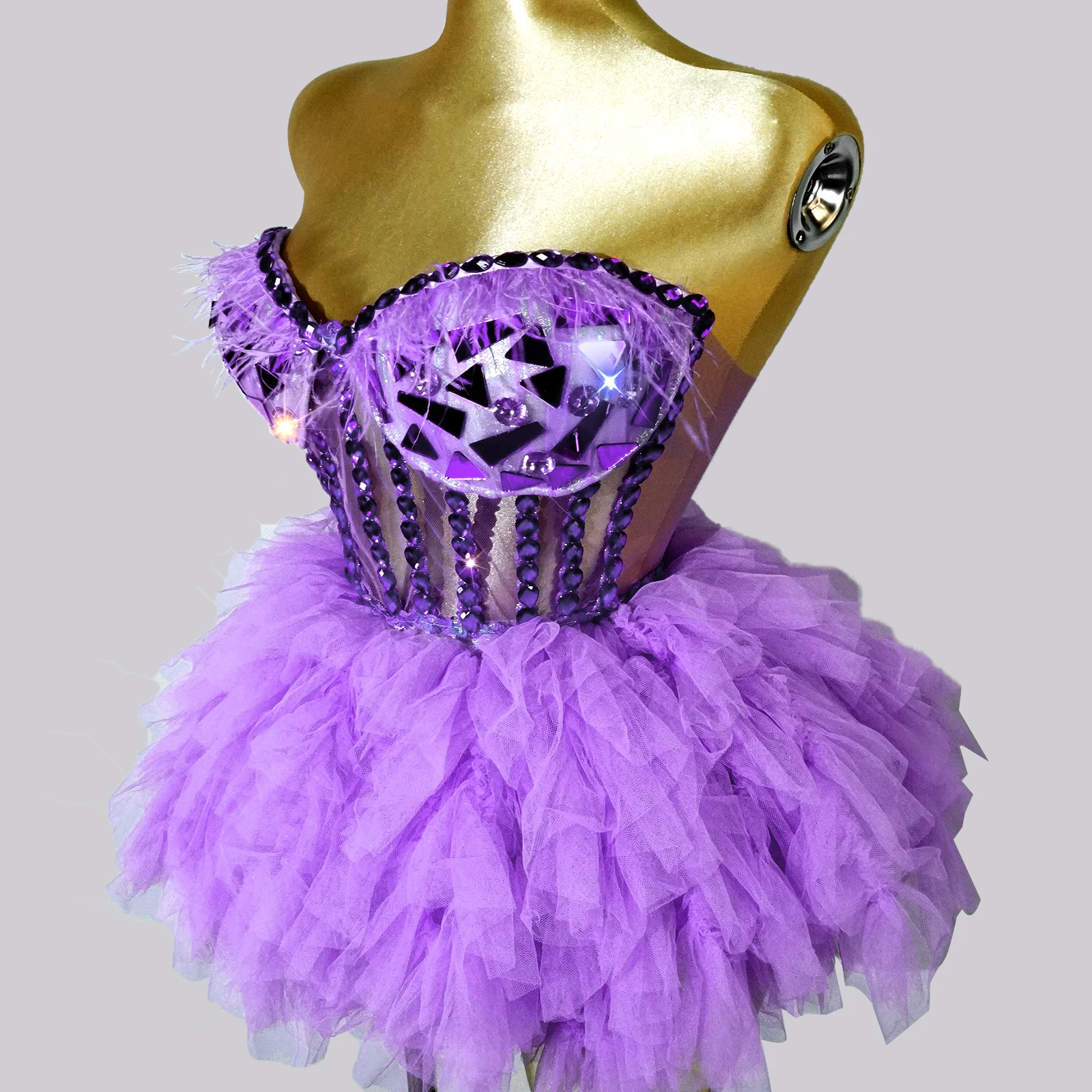 

Drag Queens Costume Elegant Purple 2-piece Backless Women Skirt Performance Stage Dance Outfits Birthday Dress Singer Prom Club