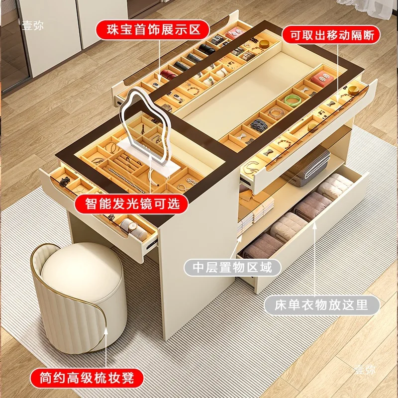 Armoire île, commode intégrée, armoire de rangement à tiroirs simple et moderne